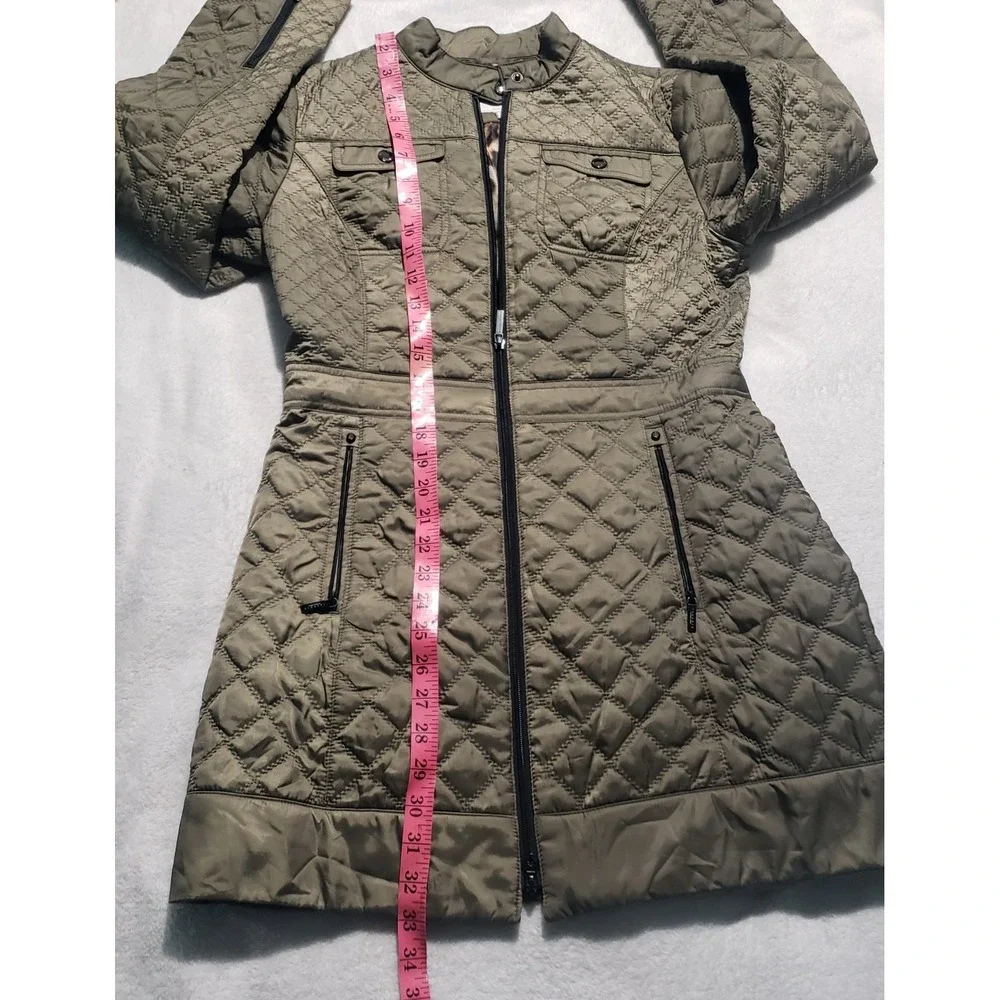 Laundry Shelli Segal Quilted Jacket Women's Small Olive Green Fill Zip Lined EUC - Picture 12 of 12